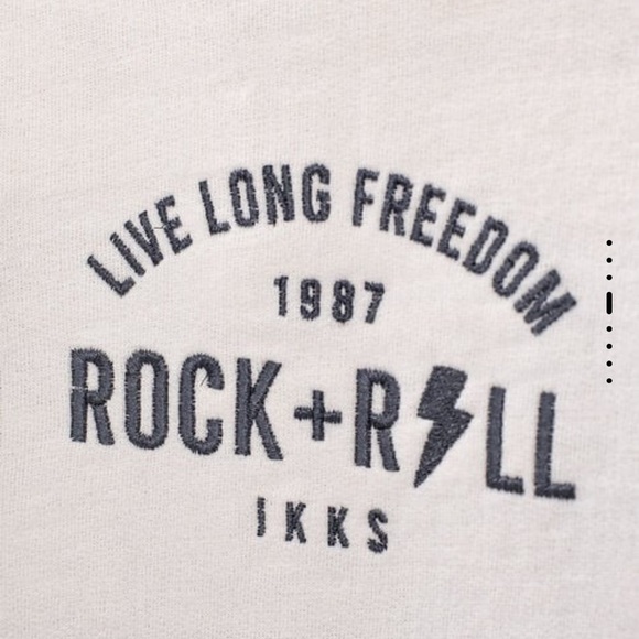 IKKS kids girls ecru mixed fabric embroidered Rock & Roll Sweatshirt 5A 100cm - Picture 2 of 9